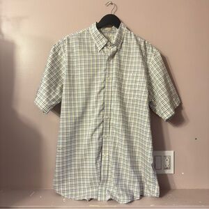 LL Bean Wrinkle Resistant Shortsleeve Plaid Shirt Men Size L